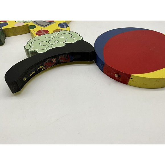 Vintage Hand Crafted Set of 2 Wood Cut Out Clown Wall Decor MCM Collectible - Picture 16 of 16